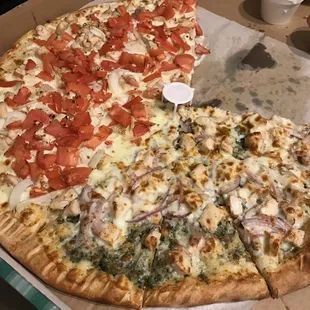 Half garlic chicken and half pesto