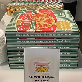 a stack of pizzas