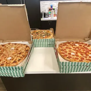 Delivery for National Pizza Party Day. Cheese Pizza Pepperoni Pizza Veggie Pizza