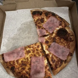 A very sad and terrible ham &amp; cheese pizza.