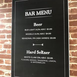 Beer menu