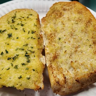 Garlic bread - great! Be sure to ask for both halves buttered though