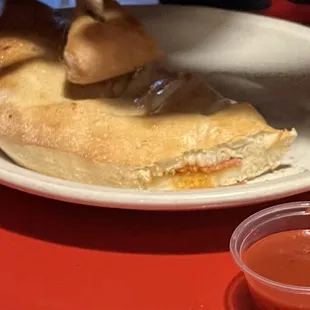 Calzone with pepperoni and cheese