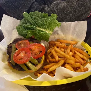 Halal Hamburger with fries