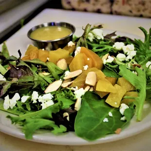  plate of salad with dressing