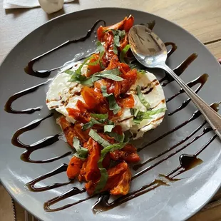 Amazing buffalo mozzarella and sun dried tomatoes with a fantastic reduced balsamic