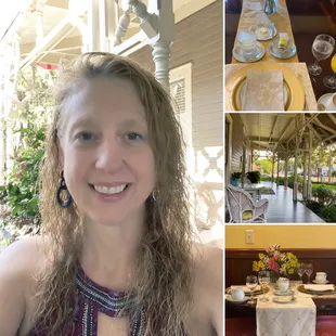 The porch and table.