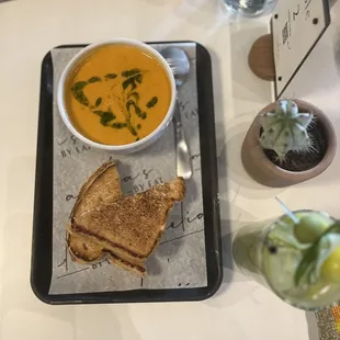 Tomato soup and grilled cheese