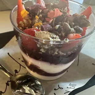 Yogurt parfait-jam dominated this-literally maybe 3 oz of yogurt and some strawberries