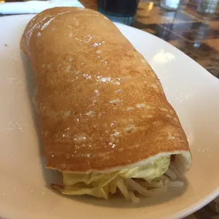 Pancake burrito!  Dare you to finish it!!