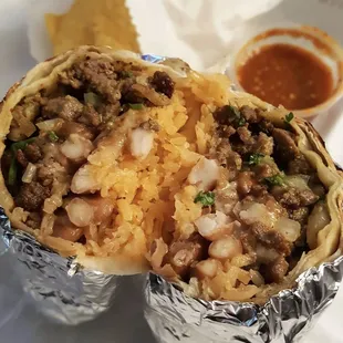 a burrito wrapped in foil