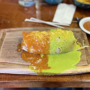 Birria buro - enchilada style (I couldn&apos;t decide red/green sauces!)  $10.99 + $1 (7/2023)
