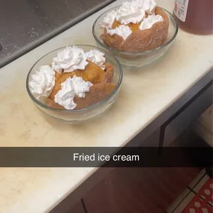Fried ice with cinnamon shell