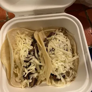 Steak with cheese taco