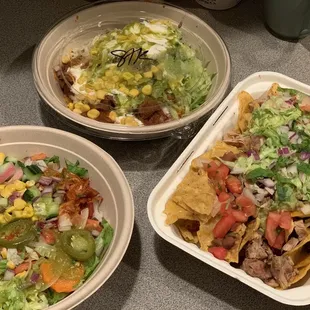 Spicy Chicken Mexican Bowl, Spicy Beef Mexican Bowl, Grilled Chicken Nachos