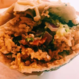 Chicken burrito with lots of veggies $11.50
