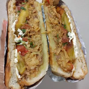 Torta with santa fe chicken and plantains