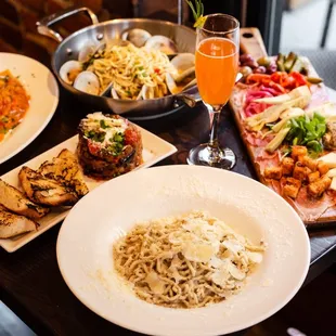 a variety of food on a table
