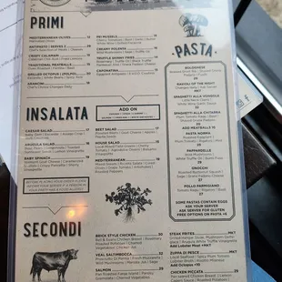 Dinner menu
