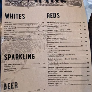 Wine menu
