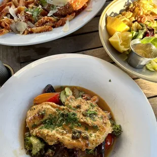 Chicken piccata, calamari, and chicken parm!