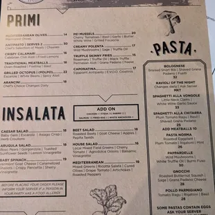 Food menu