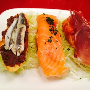 Crostinis (Sardines, Smoked Salmon, Proscutto)