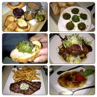 Chicken liver, escargot, duck confit, steak frite, creme brûlée. Everything was absolutely delish!
