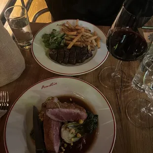 Duck and steak frites