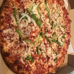 14&quot; Large Cheese Pizza with green peppers and onions