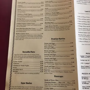 menu