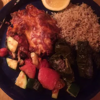Stuffed Eggplant & Grape Leaves