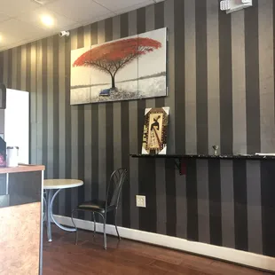 a view of the dining area