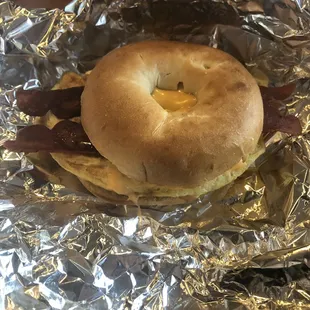 Breakfast sandwich with turkey bacon