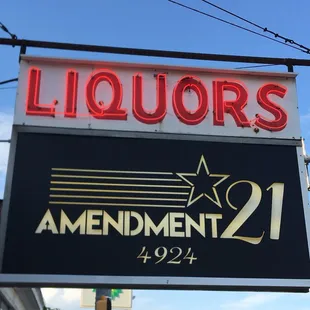 a sign for liquors