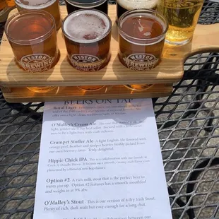 a flight of beers