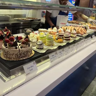 a variety of desserts on display