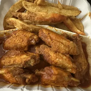 Hot Lemon Pepper Wings with Western Fries