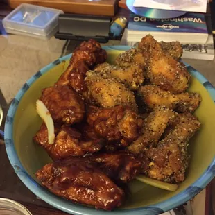 Honey BBQ and Garlic Parmesan wings