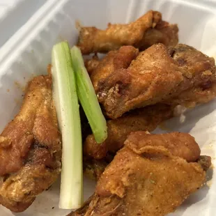 Old Bay wings cooked extra crispy.