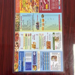 a menu on a table