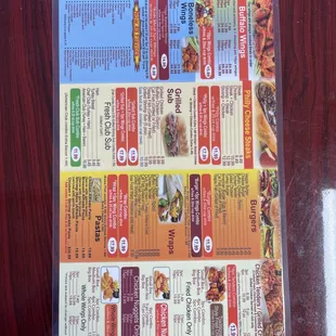a menu for a restaurant