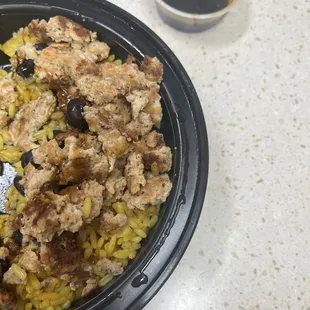 This is supposed to be grilled chicken over rice suspect meat