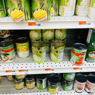 canned food on shelves