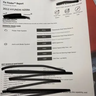 Code Scanner results from autozone.