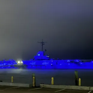 USS LEXINGTON from the parking lot by the Selena Auditorium