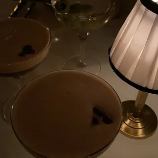 Espresso martini + dirty martini