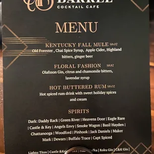 Soft Open Drink Menu