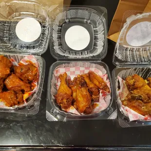 Buffalo Hot, Honey BBQ, Garlic Parmesan