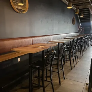 tables and chairs in a restaurant